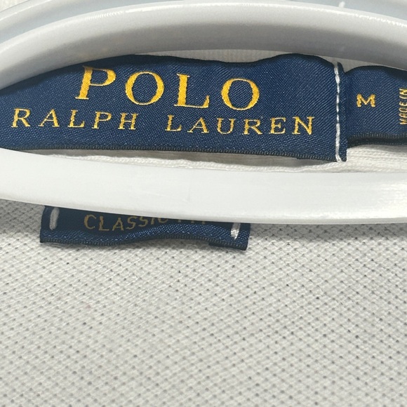 Vintage Polo by Ralph Lauren White Shirt with Big Horse Emblem in Navy - Picture 6 of 7